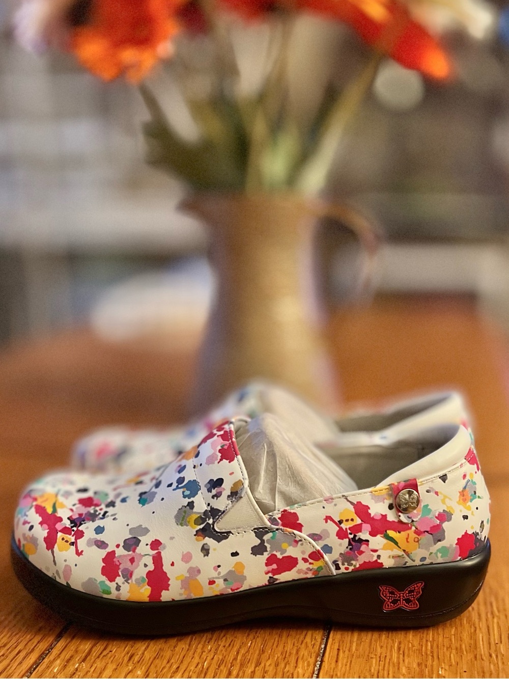 NEW Algeria Sz 7-7.5 EU37 Keli Pollack Paint Splatter Leather Slip-on Clogs